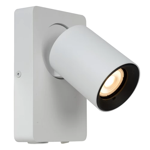 Lucide NIGEL - Bedside lamp / Wall light - LED Dim to warm - CCT - GU10 (MR16) - 1x5W 2200K/3000K - With USB charging point - White - detail 1